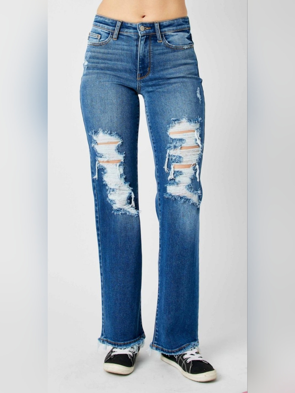 Judy Blue Midrise Distressed Relaxed Straight Fit Dad Jeans Size 11/30 - Picture 10 of 10
